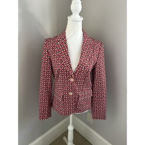 Harold's Geometric Print Blazer Red Pink‎ Black White Polka Dot